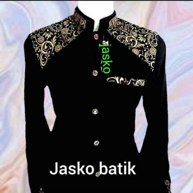 Jasko polos hitam kombinasi batik keren