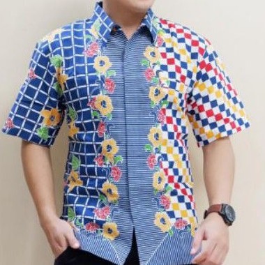 KEEMEJA BATIK PRIA KATUN M L XL, Kemeja Batik Pria Pendek, Kemeja Batik Pria Pendek Modern
