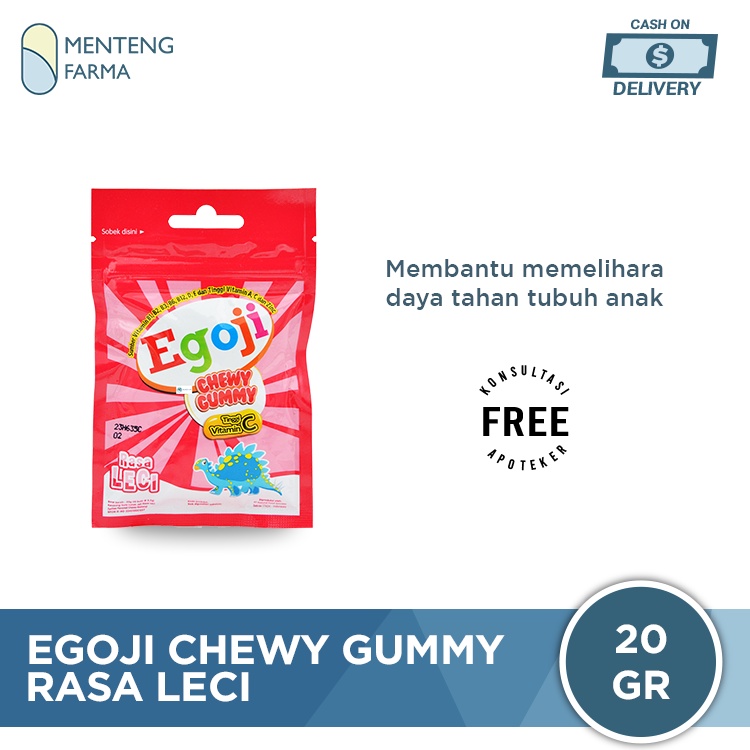 Egoji Chewy Gummy Leci Isi 10 Butir - Permen Gummy Vitamin C