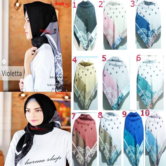 Jilbab Segiempat Motif/ Jilbab Segiempat Violetta By Azzura