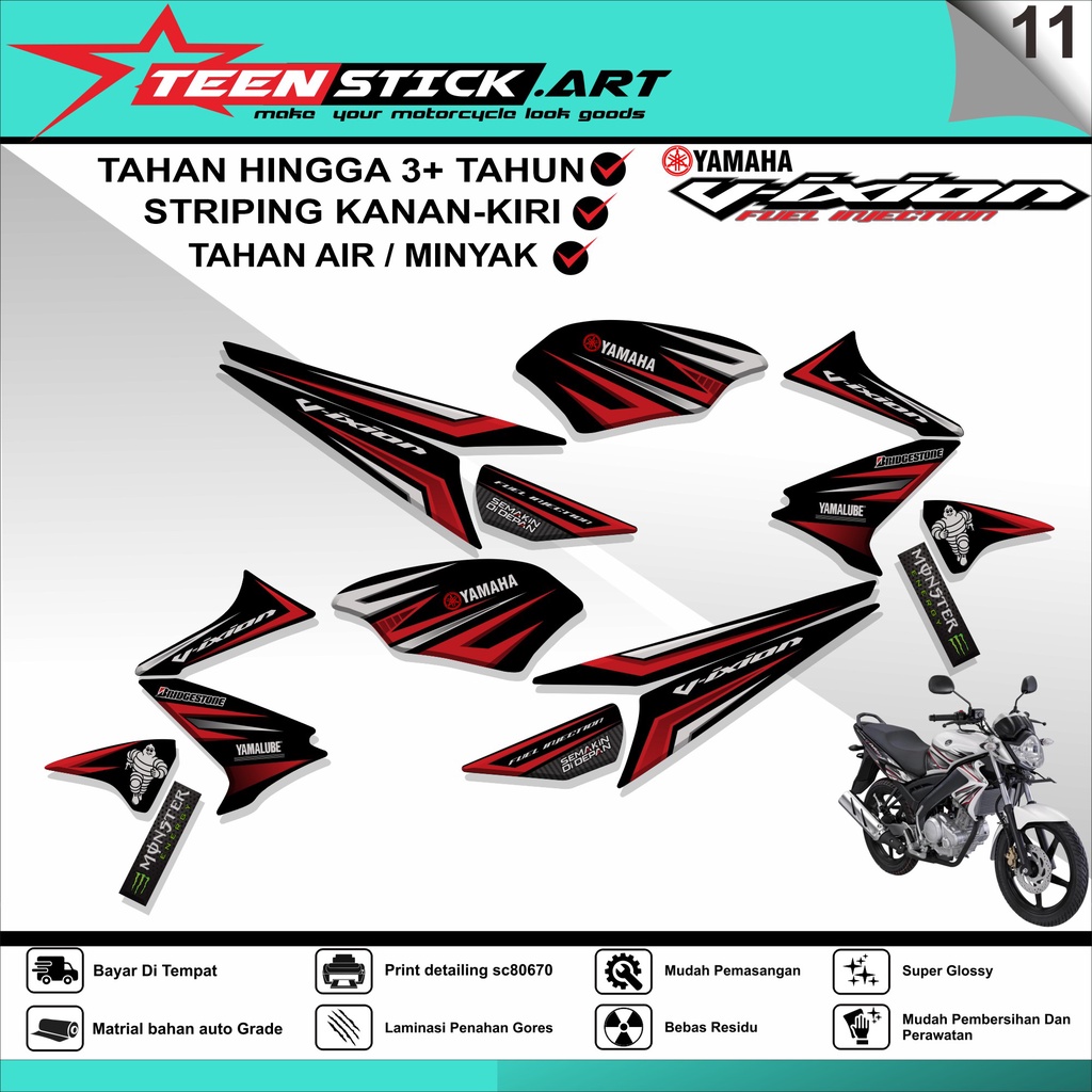 Striping VIXION OLD- Striping  Variasi Hologram Chrome Vynil UV Transparant YAMAHA VIXION OLD TN 011