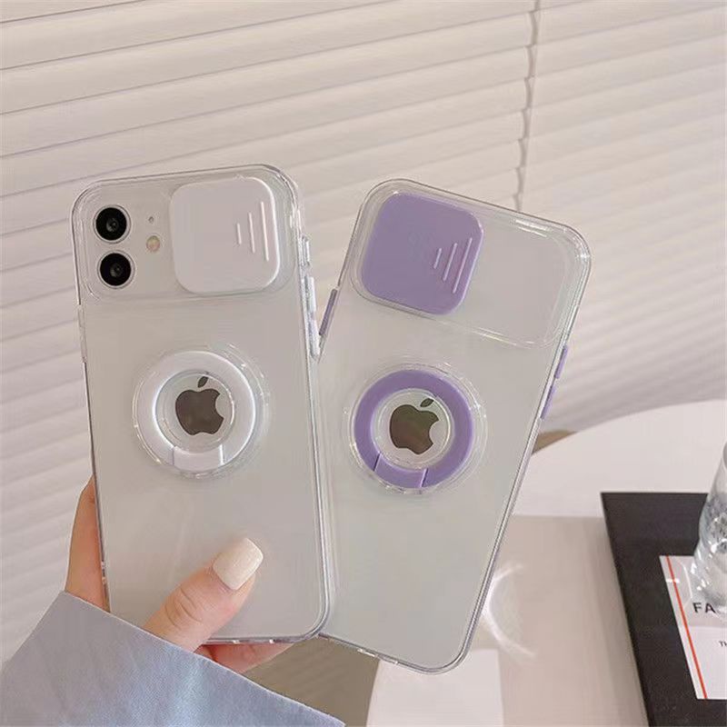 SoftCase Iphone 14 Pro Max 14 Plus 12 MINI 11 11 PRO 11 PRO MAX 13 12 12 PRO 12 PRO MAX Camera Slide Window Clear Iring Stand Back Cover