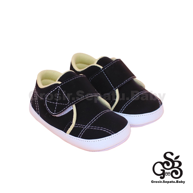 Prewalker - Sepatu Bayi - Baby Shoes | 2-12 bulan | Simple Classy HITAM casual polos ringan &amp; fleksibel