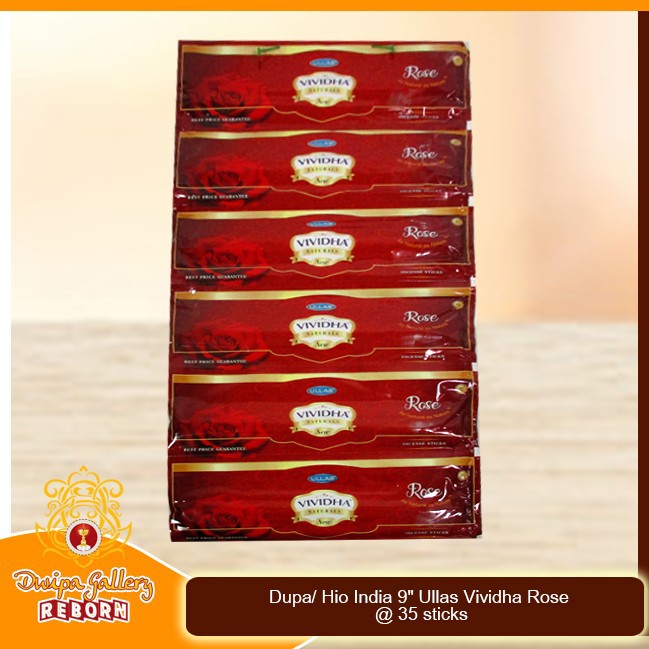 Dupa/ Hio India 9&quot; Ullas Vividha Rose @ 35 sticks (1 Renceng 6pcs)