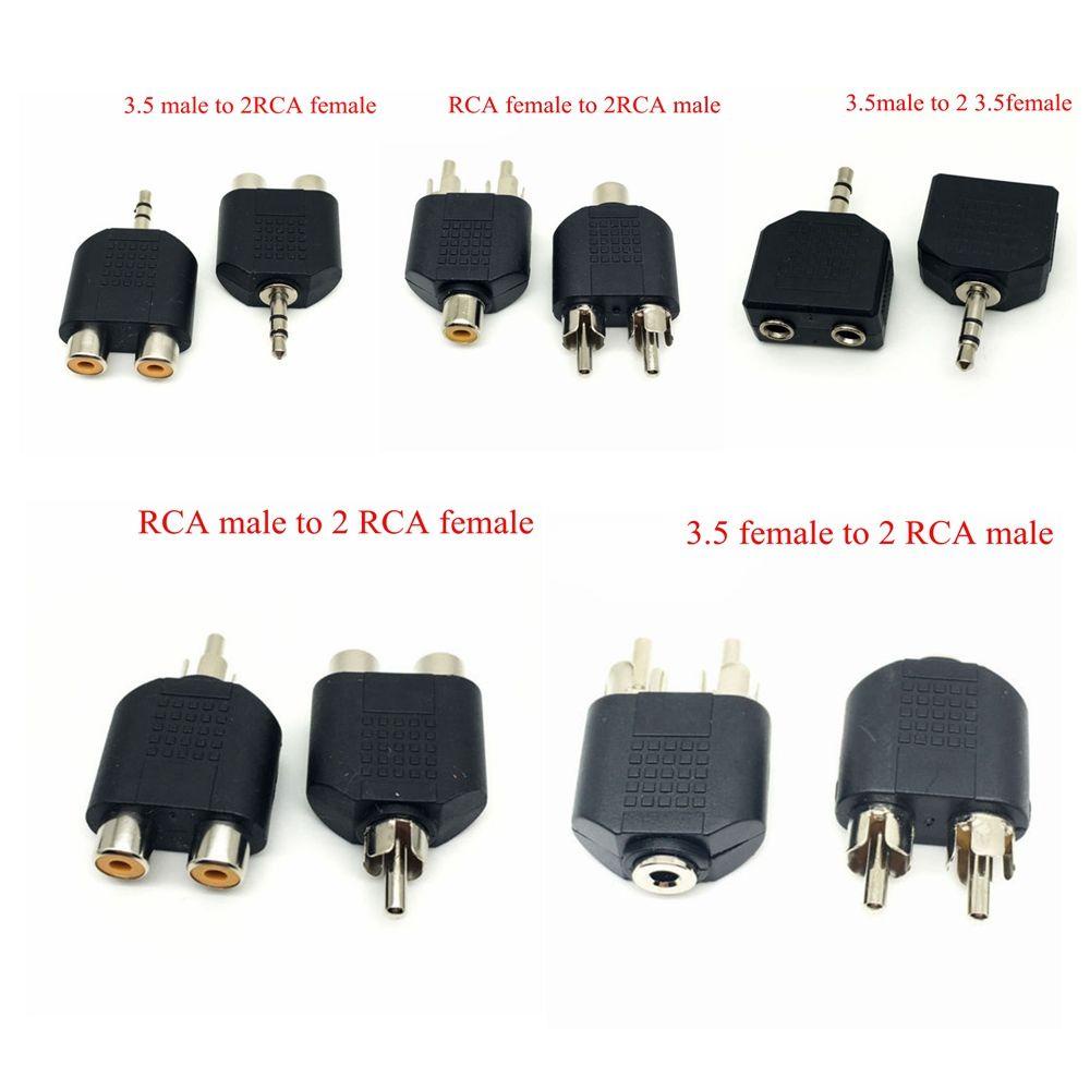 Suyo 2pcs Adaptor Audio Aksesoris Video Hitam Rumah Y Splitter