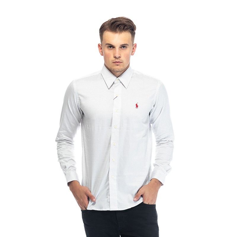 Polo Shirt Custom Fit WHITE PRINT NAVY Men Polo Ralph Lauren