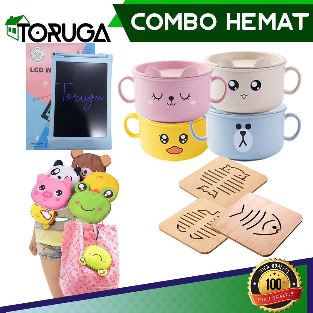 PAKET COMBO HEMAT SET PERLENGKAPAN ANAK TAS BELANJA DAN MANGKUK CANGKIR