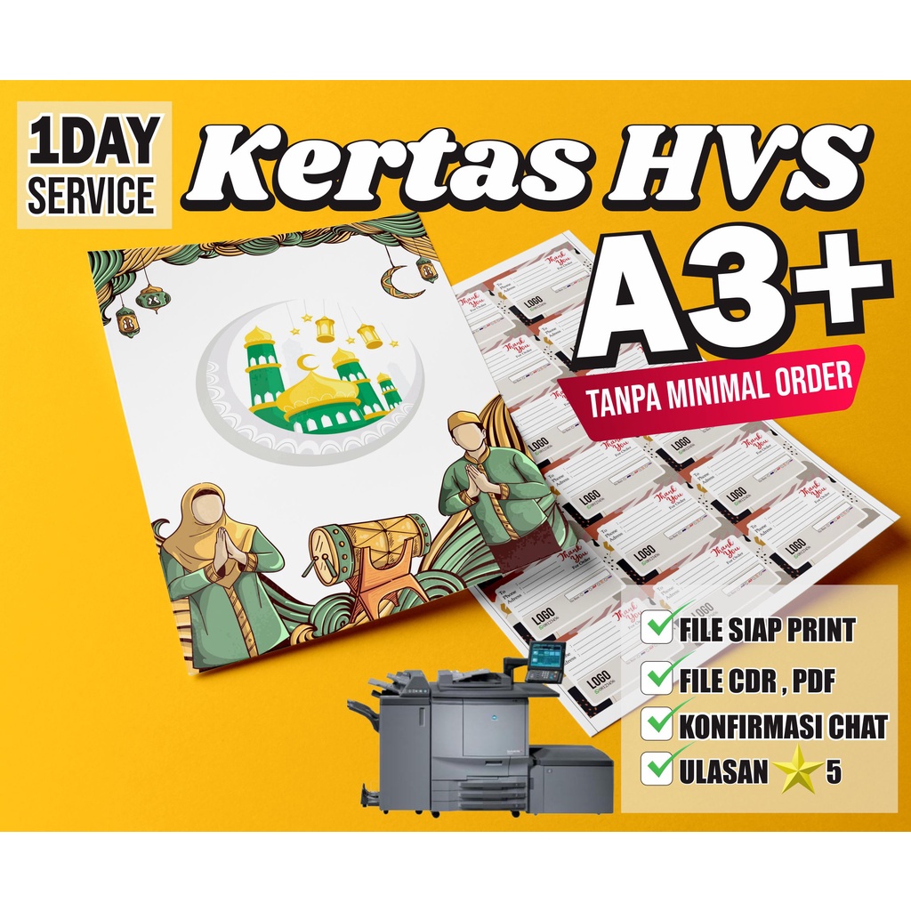 

Cetak kertas HVS A3+ PRINTING COLOUR / POSTER / BROSUR / MENU COMPANY PROFILE / LABEL PENGIRIMAN