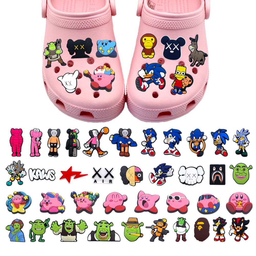 Charms Crocs Jibbitz Kartun Beruang Kirby Shrek Sonic Dapat Dilepas Untuk Aksesoris Sandal Sepatu Anak