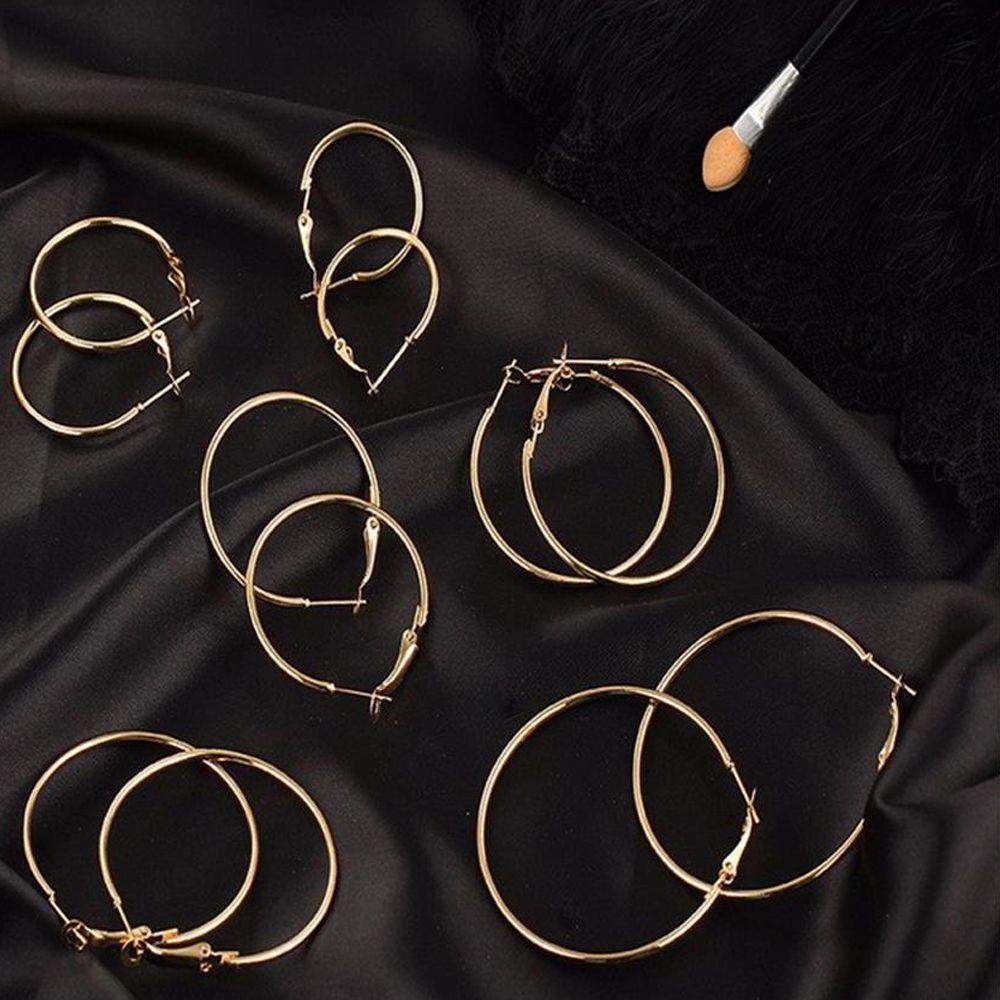 Lily 6pasang /Set Anting Hoop Set Perhiasan Fashion Pesta Perak