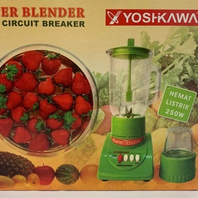 Blender listrik 2 buah tabung kaca with circuit Breaker pelumat makanan yoshikawa