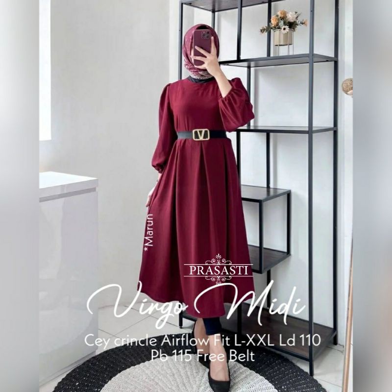 baju gamis midi dress wanita VIRGO MIDI