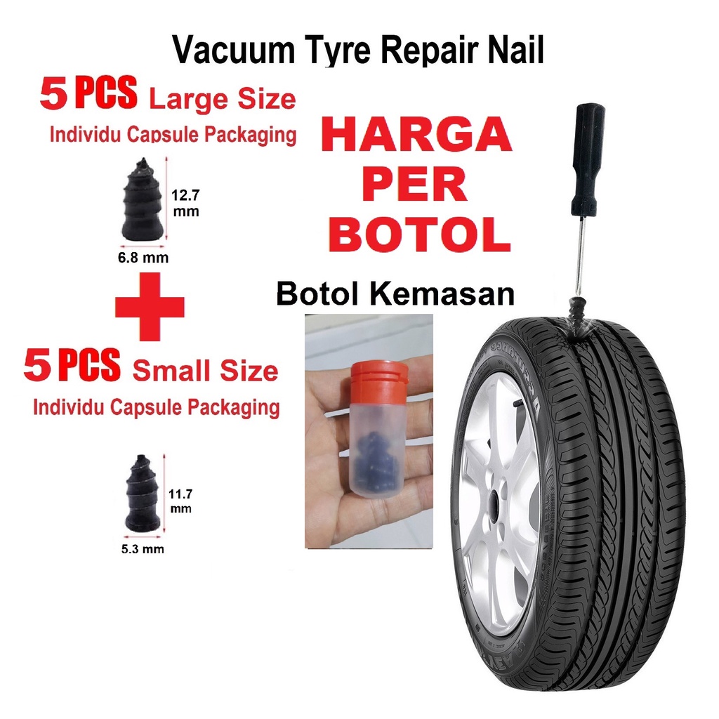 SKRUP PAKU TAMBAL BAN tubles Vacuum Tyre Repair Nail Tire Repair Tubeless Rubber Nails LEM TUBBLES AA