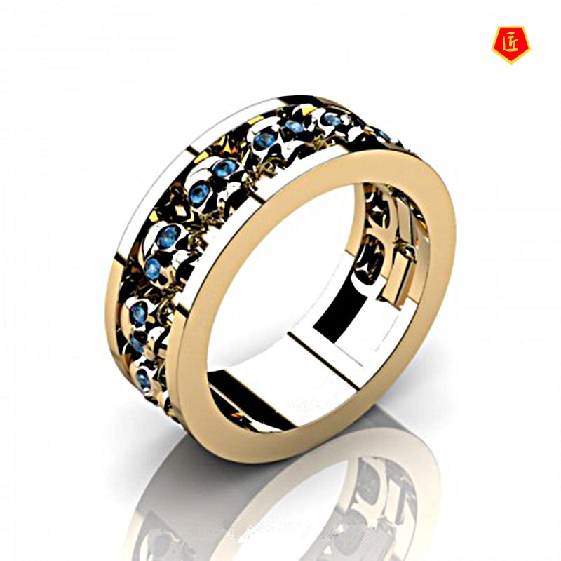 [Ready Stock]Creative Ring Vintage Silver Black Gold Punk