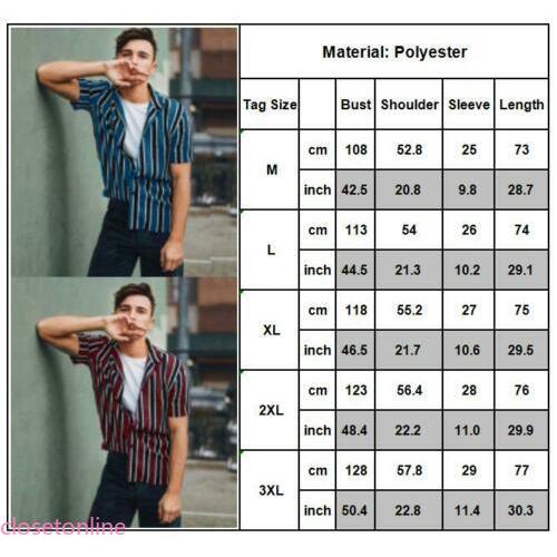  Kemeja  Pria  Lengan Pendek Model  Longgar Motif Garis  