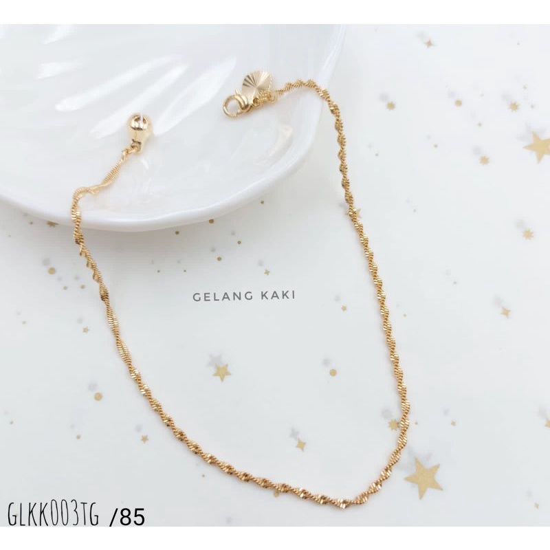 Gelang Kaki Wanita model ulir xuping asli lapis emas