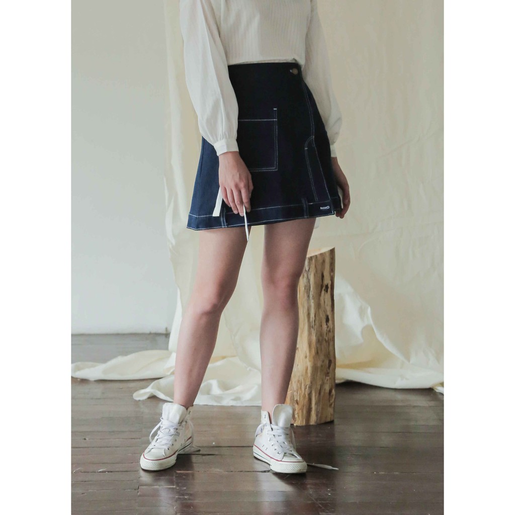 Renoir Inigo Wrap Denim Skirt