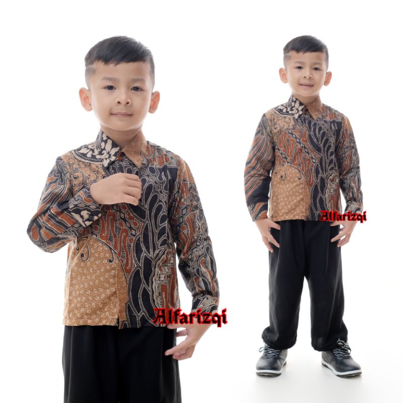 [COD]BATIK COUPLE KELUARGA AYAH DAN ANAK LAKI LAKI-BATIK COUPLE ATASAN MOTIF CAP COKLAT/ SIZE JUMBO M L XL XXL 3L 4L 5L 6L