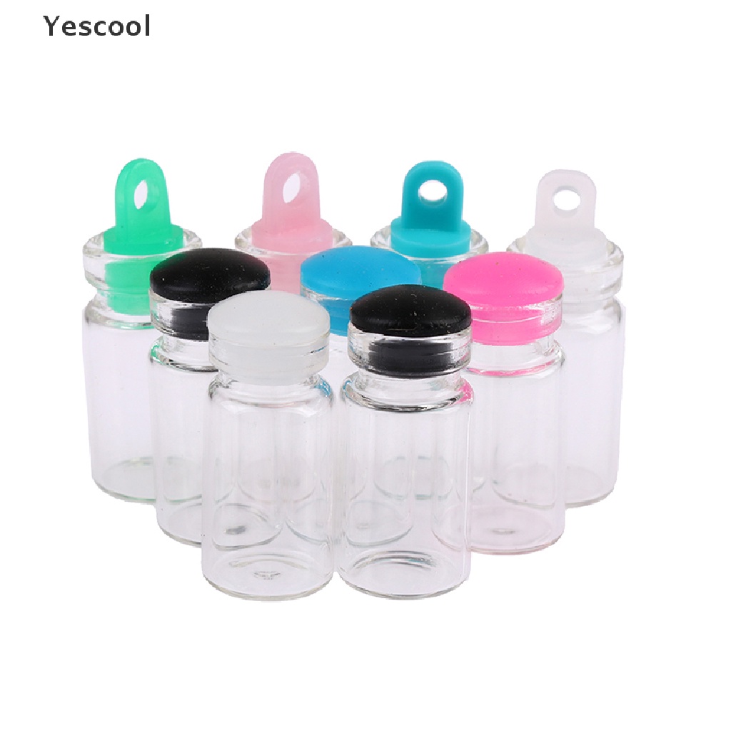 Yescool 10Pcs 1ML 11*22mm Glass Bottles Tiny Glass Jar Sealed Bottles Wishing Bottles .