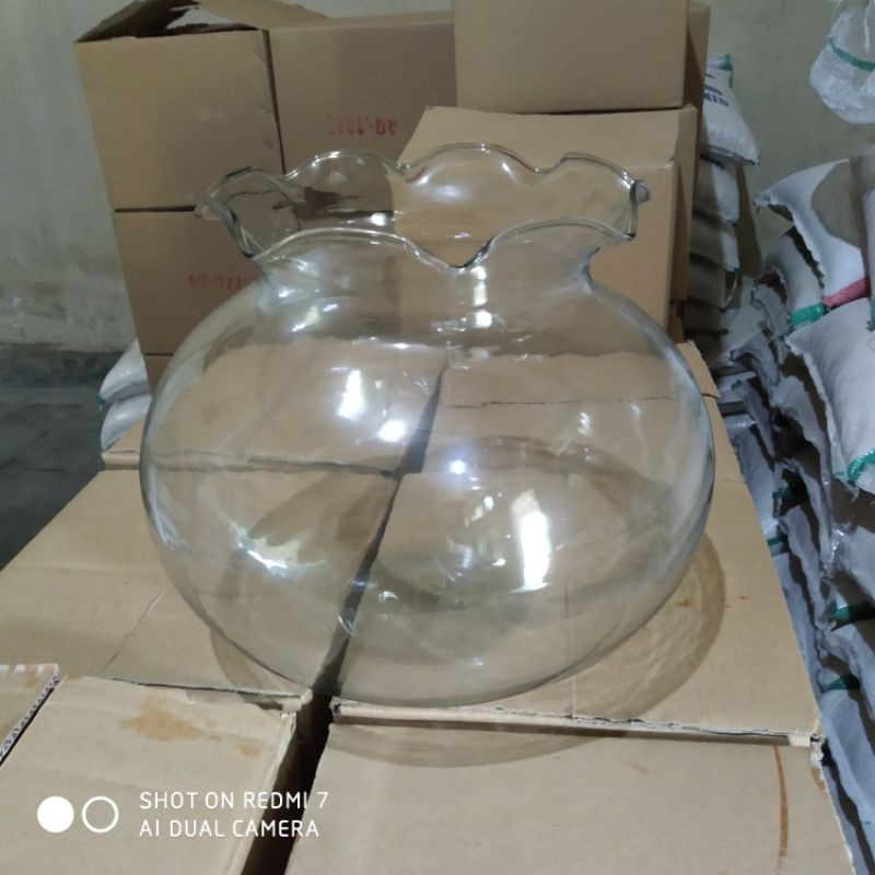 Akuarium Bulat Kaca 12L Gojek/Grab
