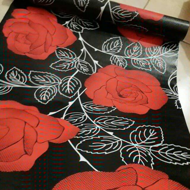 Wallpaper stiker bunga rose 45 cmx 10 mtr karakter premium