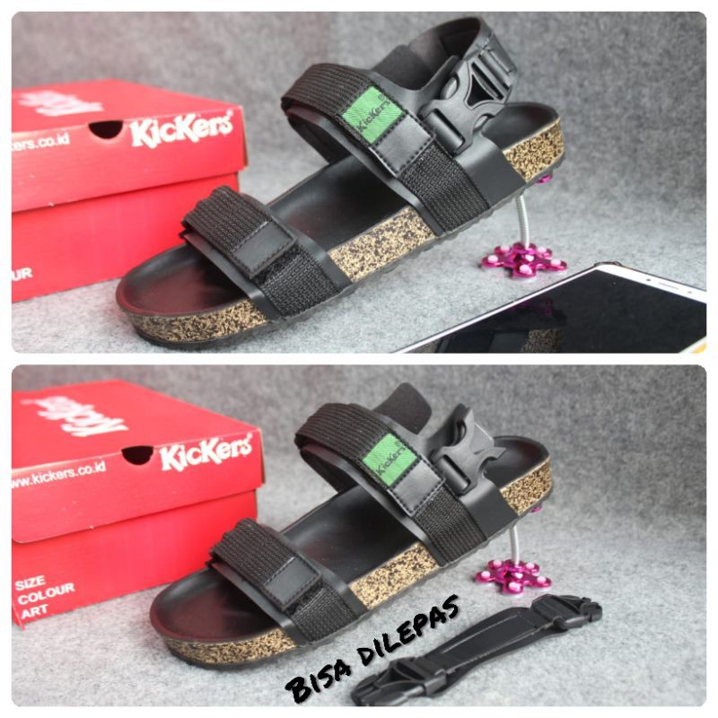 SANDAL PRIA SLIDE KULIT PU WARNA HITAM BRAVELEY