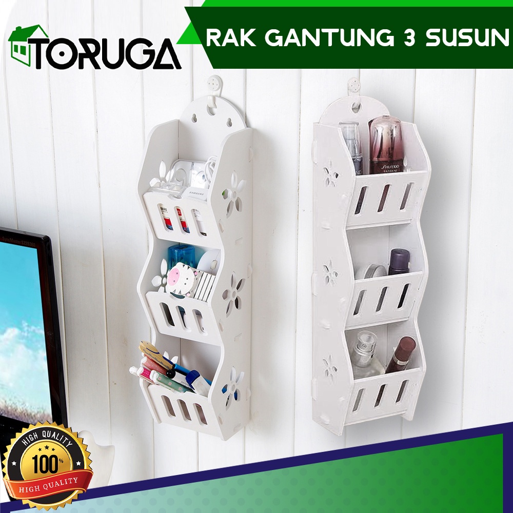 Rak Organizer Gantung Kosmetik Susun Serbaguna 3 in 1 Shabby Rak Vintage Hiasan Dinding Termurah