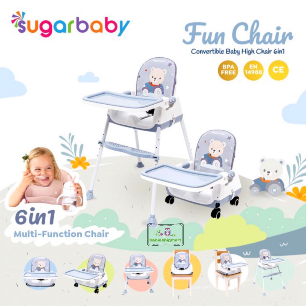 SUGAR BABY FUN CHAIR CONVERTIBLE BABY HIGH CHAIR 6IN1 / SB 925 KURSI MAKAN FUNC