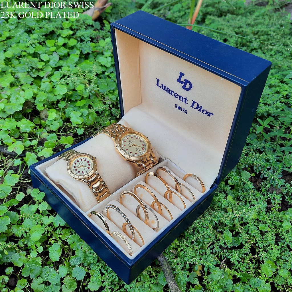 Jam tangan Couple Set Luarent 23K Gold Plated Swiss Movt