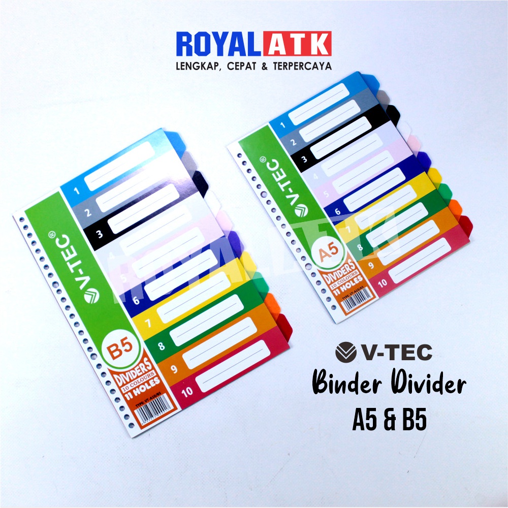 

Pembatas Binder Loose Leaf Cardboard Divider V-tec A5 B5