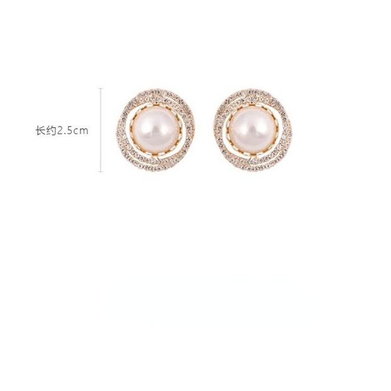 Anting Tusuk Retro Hias Mutiara + Berlian Imitasi Untuk Wanita