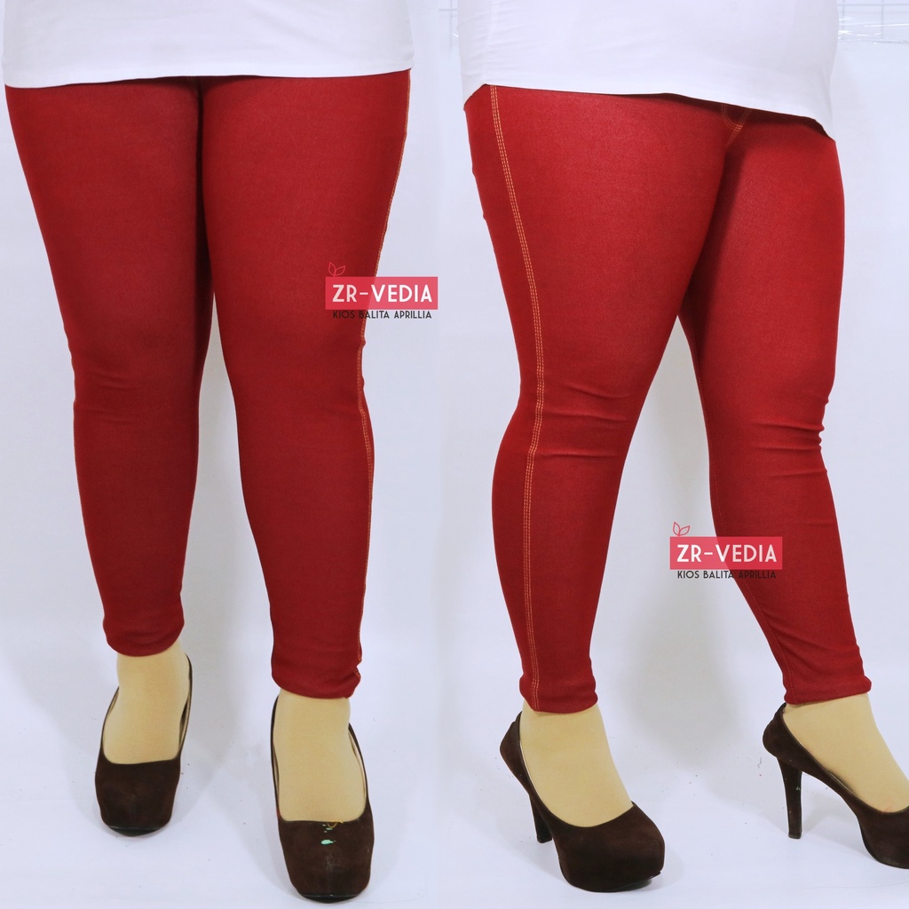 (DEWASA) Jegging JEANS KANTONG fit to XXL / Legging Stretch Ekspor Quality Celana Panjang Wanita Polos