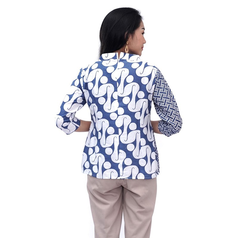 Blouse Batik Wanita Parang Kawung Shanghai Style / Atasan Batik Wanita - S M L XL XXL 3L 4L 5L-6