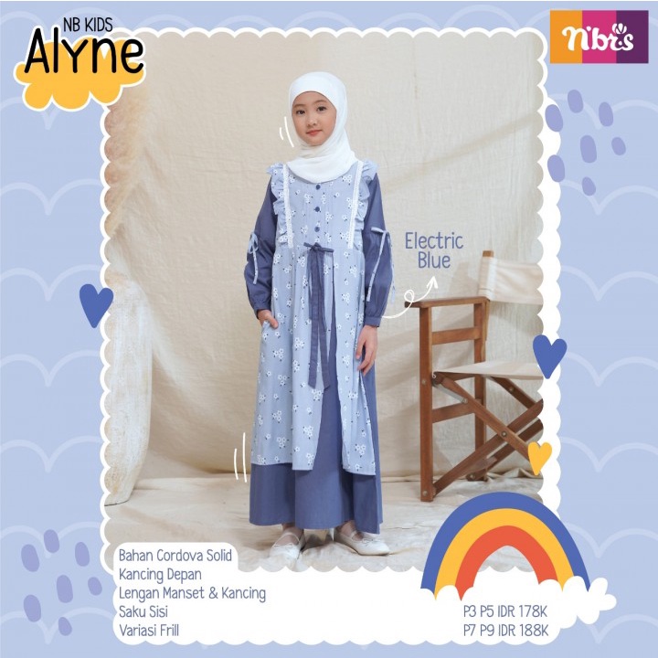 NIBRAS GAMIS ANAK NB KIDS ALYNE Bahan Cordova Solid Gamis Anak Model Terbaru