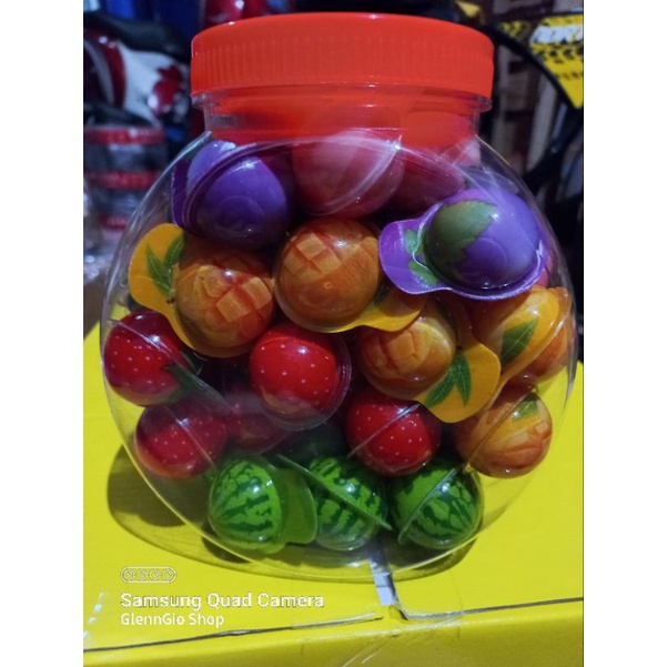 Permen Lunak Bola bentuk Buah toples isi 50 pcs