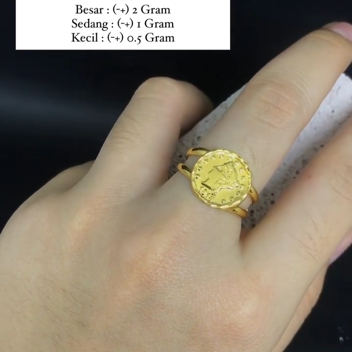 cincin anak dan dewasa emas asli model koin uang pawon kadar 700 70% 22 1 gram 10 11 12 13 14 15 16 17 18 lilit