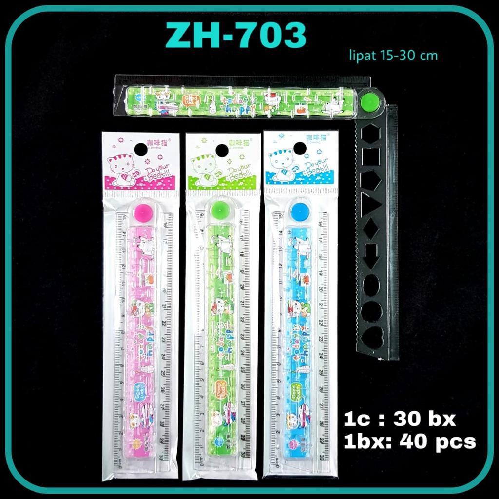 

Penggaris Mistar Pin Ball Fancy Lipat 30 cm Mainan Karakter Cat ZH 703 PinBall