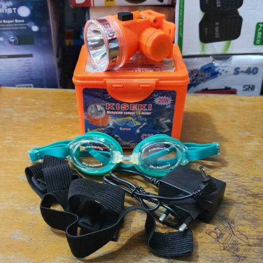 Senter Kepala Selam Kiseki CK-X1 Putih Bonus Kacamata Headlamp