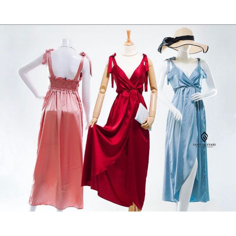 LONG DIANA DRESS by Safiyya Syari Dress Sexy Bumil Busui Friendly Rok Panjang Dress Silk Mewah Homed