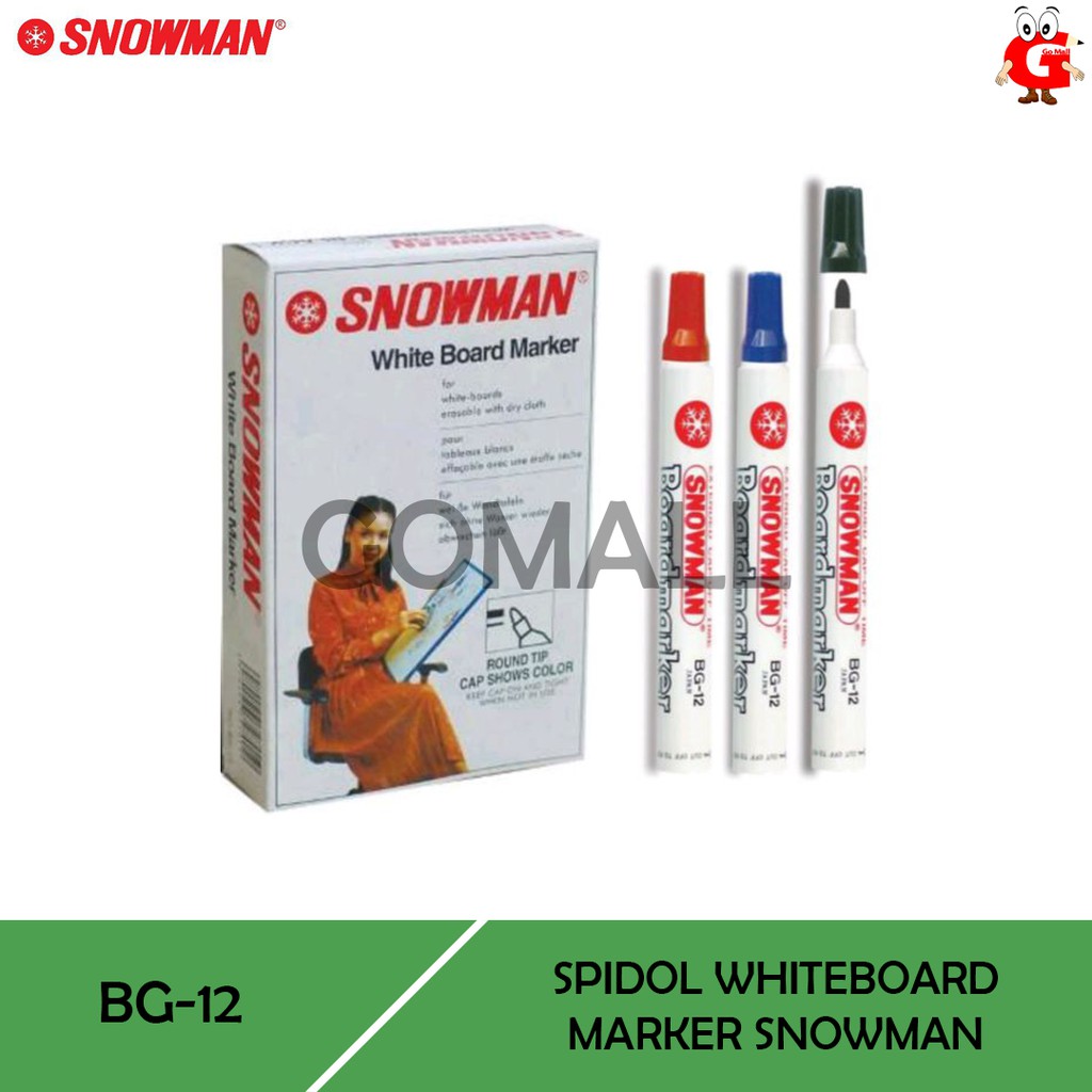 

Spidol Whiteboard Snowman BG-12 Marker bisa dihapus