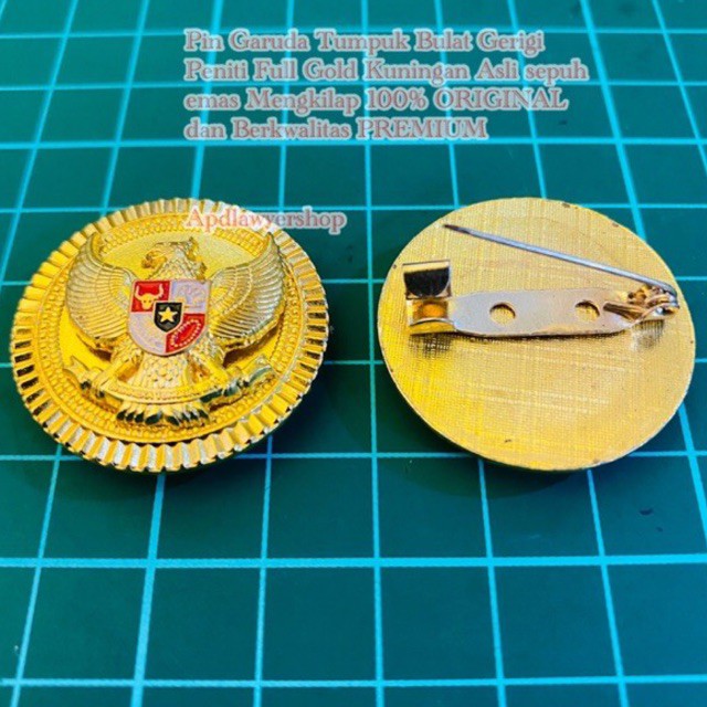 Pin Garuda Pancasila Garuda Tumpuk Bulat Gerigi Peniti Kuningan Tebal 100% ORIGINAL PREMIUM