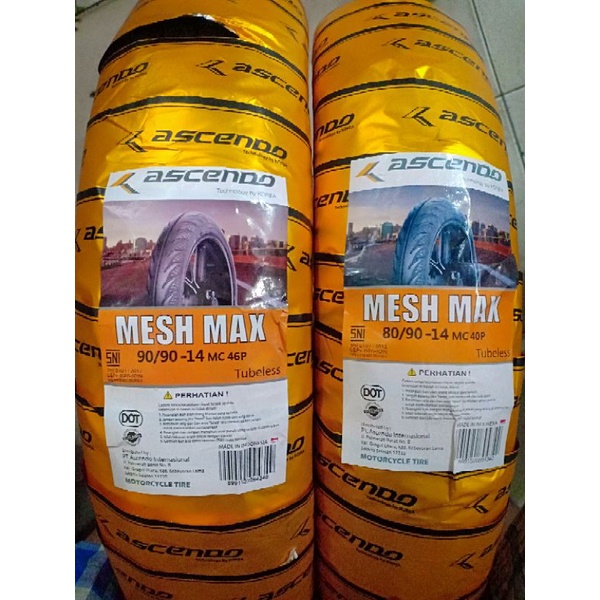 ban ascendo ring 14 sepasang dpn/blkg ukuran 80-90/14 dan 90-90/14