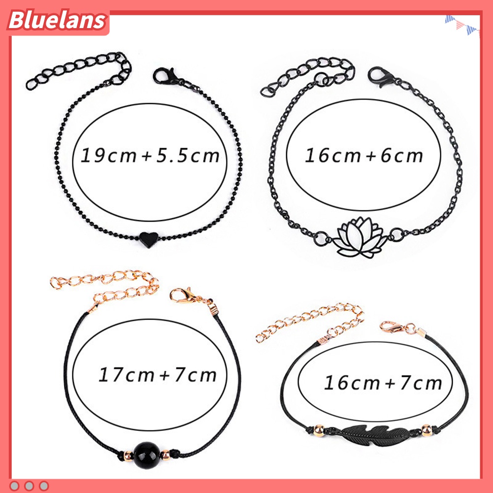 4pcs / Set Gelang Mutiara Imitasi Model Daun Teratai Hollow Untuk Hadiah