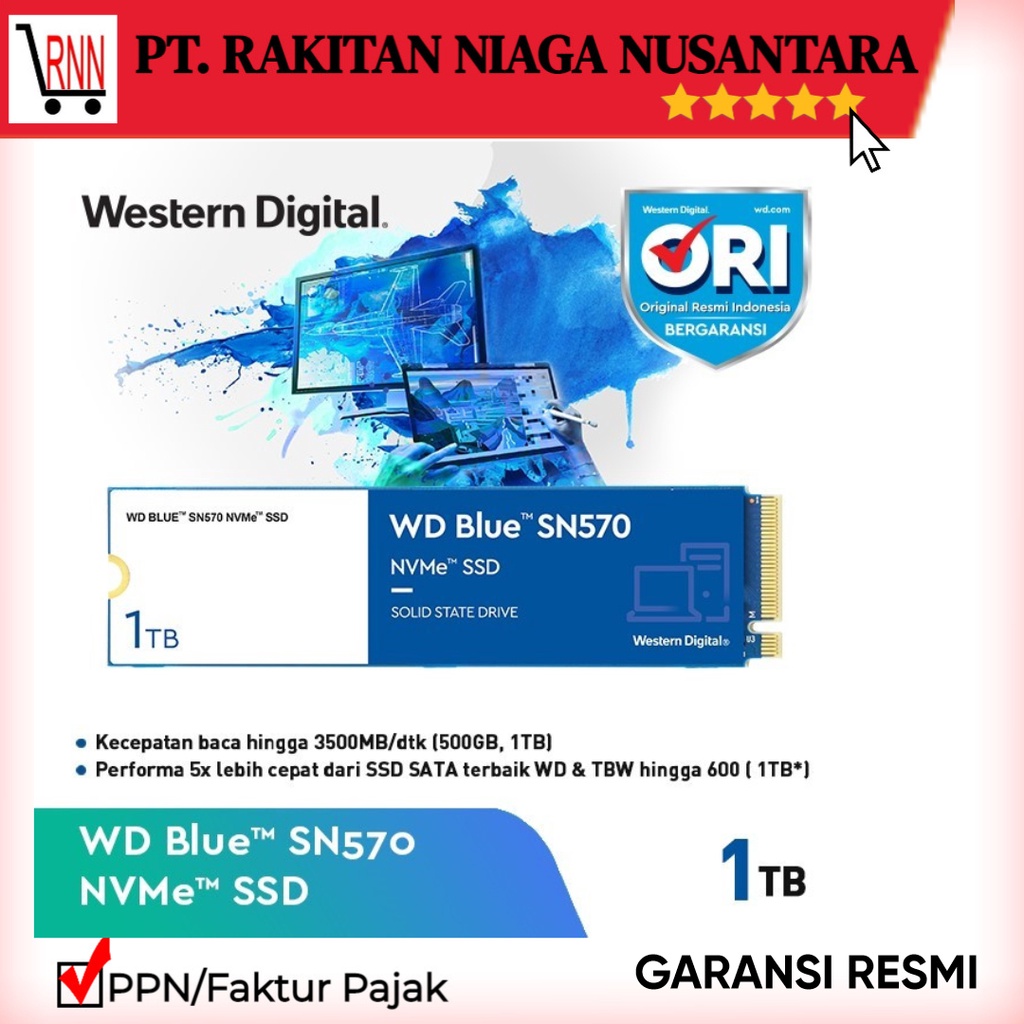 SSD WD Blue SN570 M.2 Pcie Gen3 Nvme 2280 1TB - WDC Blue M2 1 TB