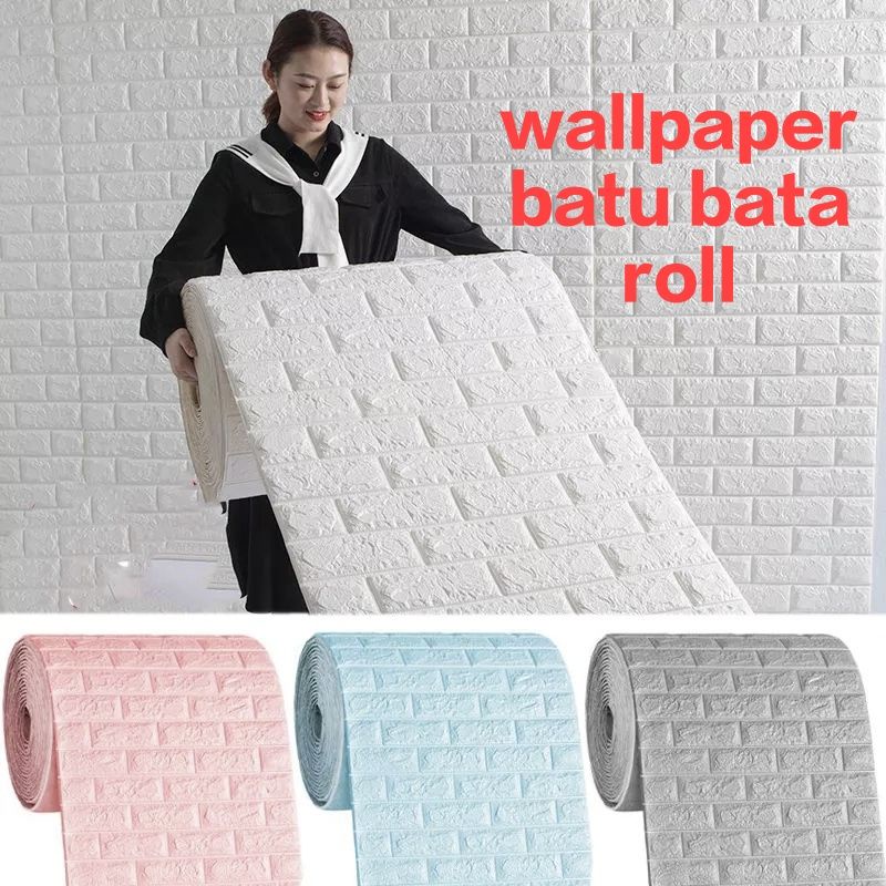 wallpaper batu bata roll wallfoam wallpaper timbul foam pe termurah