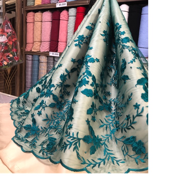 Daniela Tulle Hijau Botol/ tile/ tile mutiara