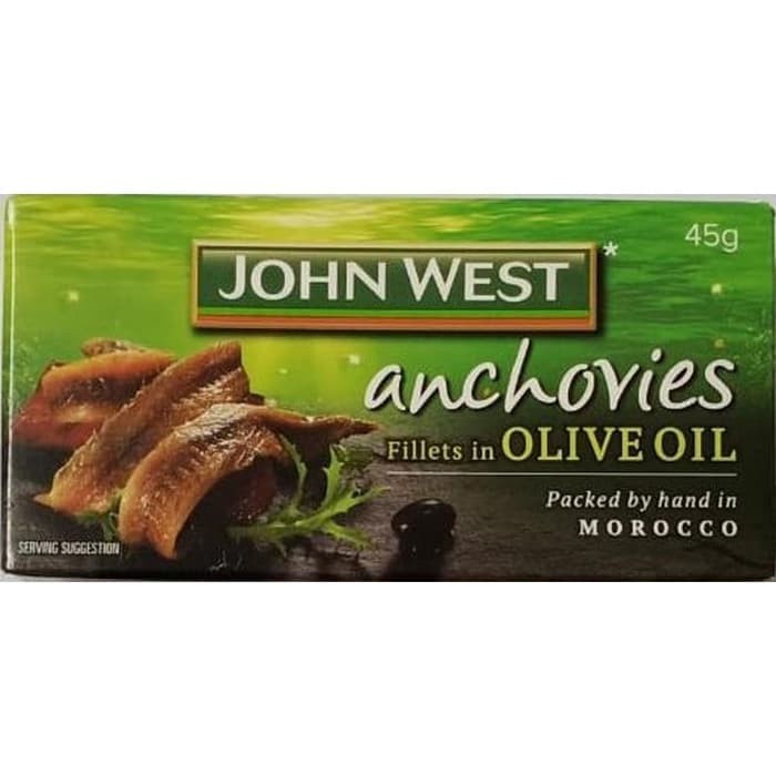 

JOHN WEST ANCHOVIES FILLETS IN OLIVE OIL 45GR - ANCHOVY MINYAK ZAITUN