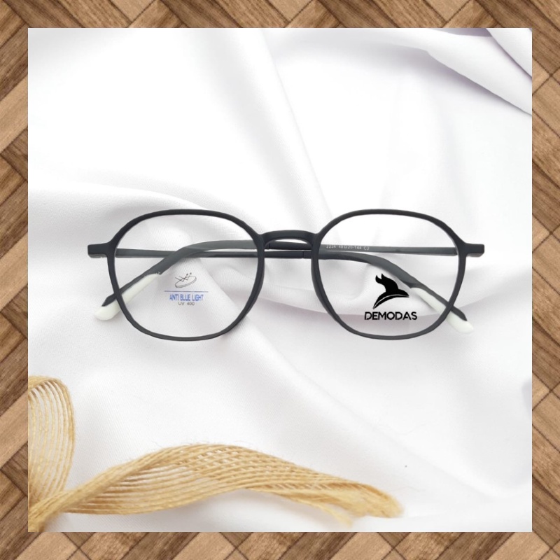 Demodas Frame KACAMATA LENTUR ( Photocromic Fotokromik photochromic potocromic fotocromic Bluecromic ) Lensa Photochromic Bluechromic Frame Kacamata Wanita Pria Minus Normal Silinder Plus Demodas Glasses DG2224