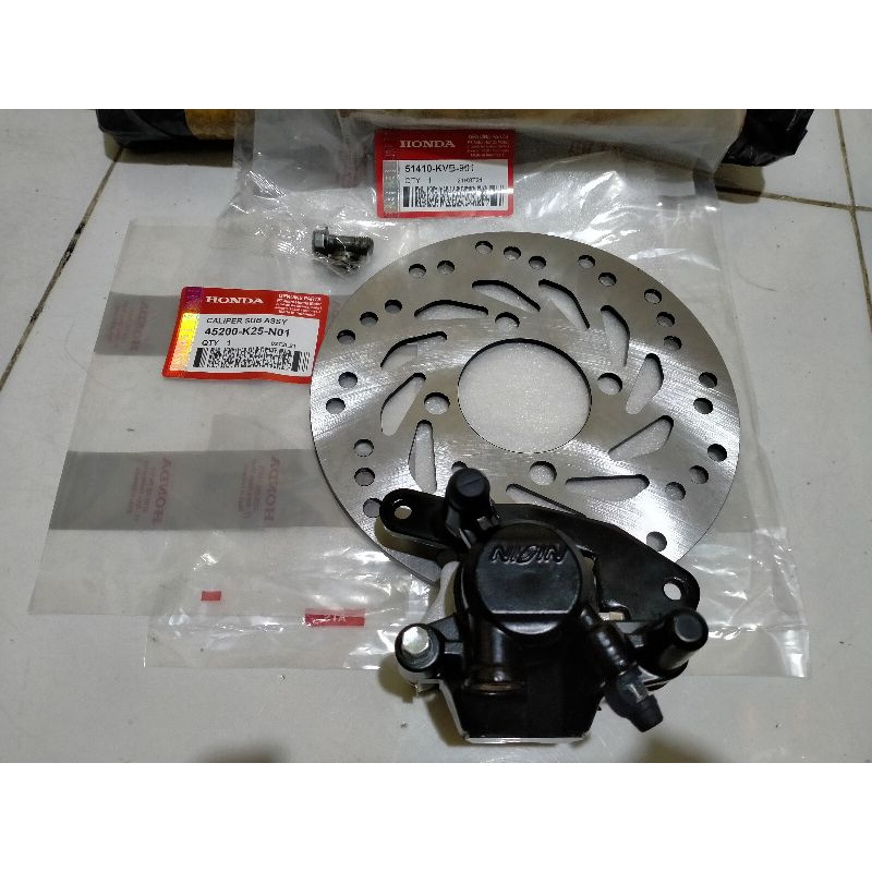 Caliper disk kepala babi ASSY + kampas dan piringan cakram NISSIN HONDA BEAT CARBU.