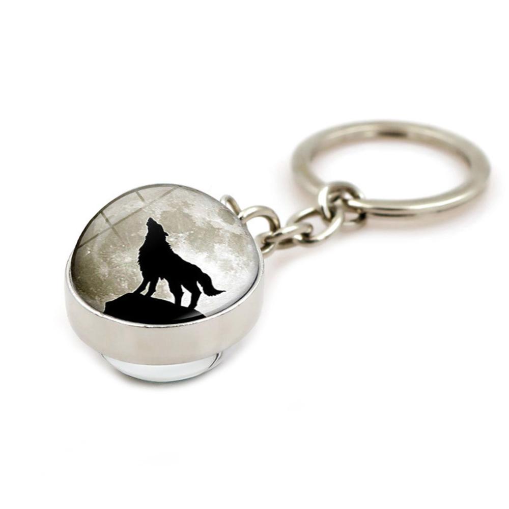 Agustinina Keyring Double Side Creative Pendant Howling Wolf Luminous Gantungan Kunci